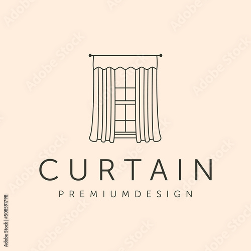 curtain icon line art logo vector symbol illustration design