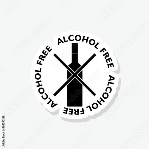 Alcohol free sticker icon sign for mobile concept and web design