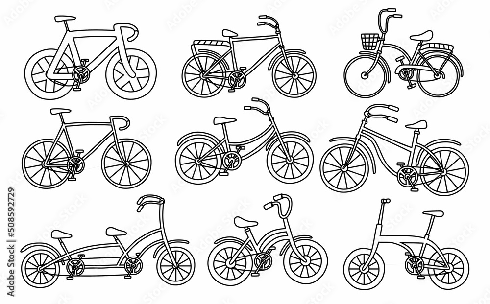 Set of cute bicycle . vector illustration Set of cute bicycle . vector illustration