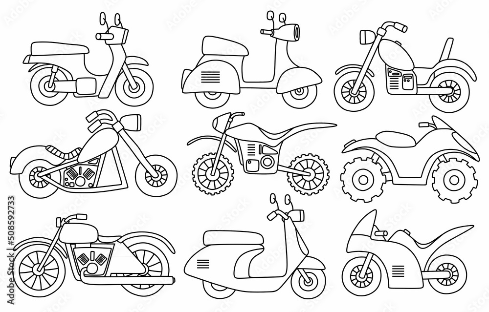 Obraz premium Set of cute motorcycle