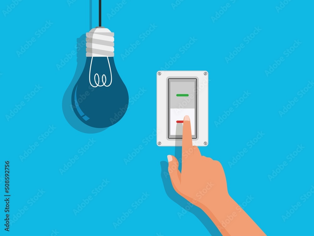 Flat Light Bulbs Turned on and Turned Off with Light Switches on