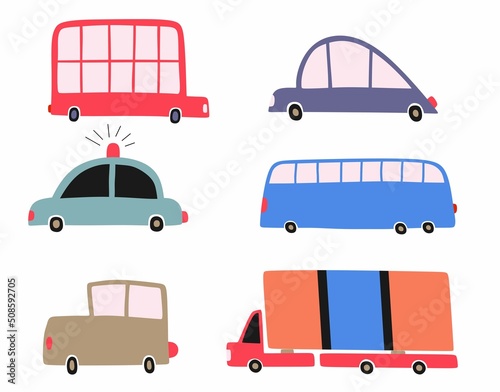 Set of cute car . vector illustration
