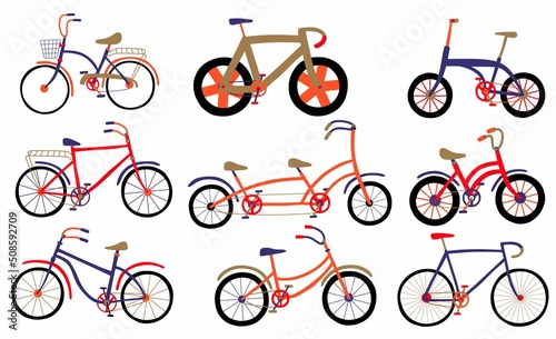 Set of cute bicycle . vector illustration