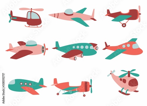 Set of cute plane. 