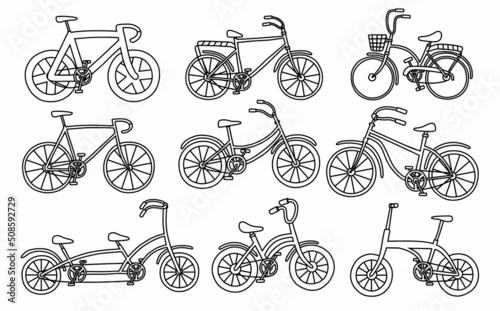 Set of cute bicycle . vector illustration