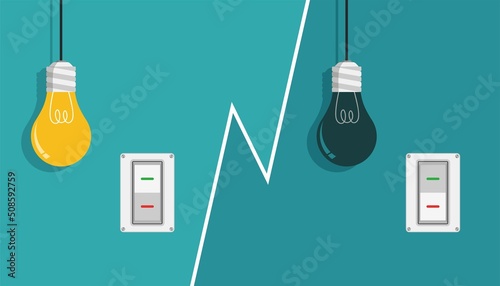 Flat Light Bulbs Turned on and Turned Off with Light Switches on