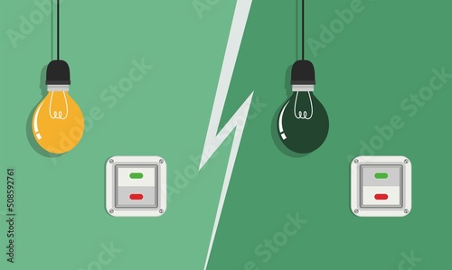 Flat Light Bulbs Turned on and Turned Off with Light Switches on