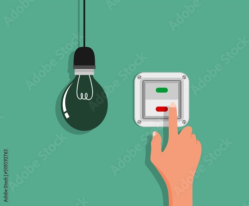 Flat Light Bulbs Turned on and Turned Off with Light Switches on