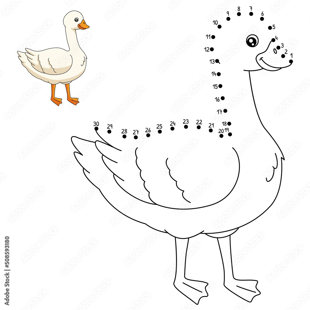 Dot To Dot Goose Coloring Page For Kids Stock Vector Adobe Stock Dot to dot goose coloring page for kids stock vector adobe stock