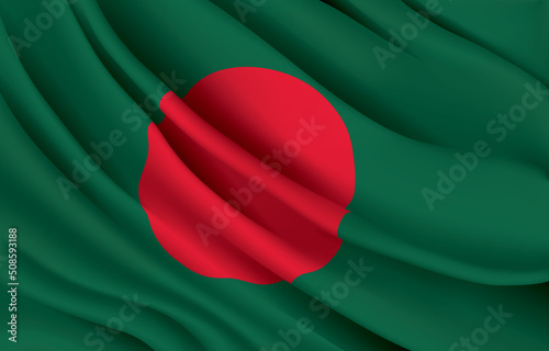 bangladesh national flag waving realistic vector illustration