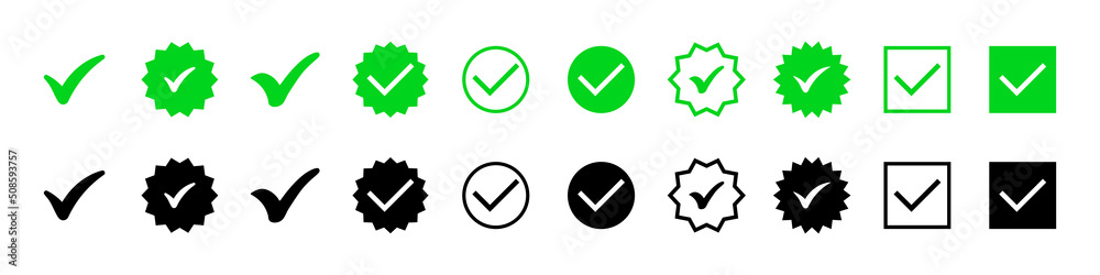 Checkmark icon set. Check mark icon for business, office, poster and web design. Vector line icon for Business and Advertising Checkmark icon set. Check mark icon for business, office, poster and web design. Vector line icon for Business and Advertising