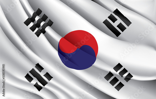 south korea national flag waving realistic vector illustration