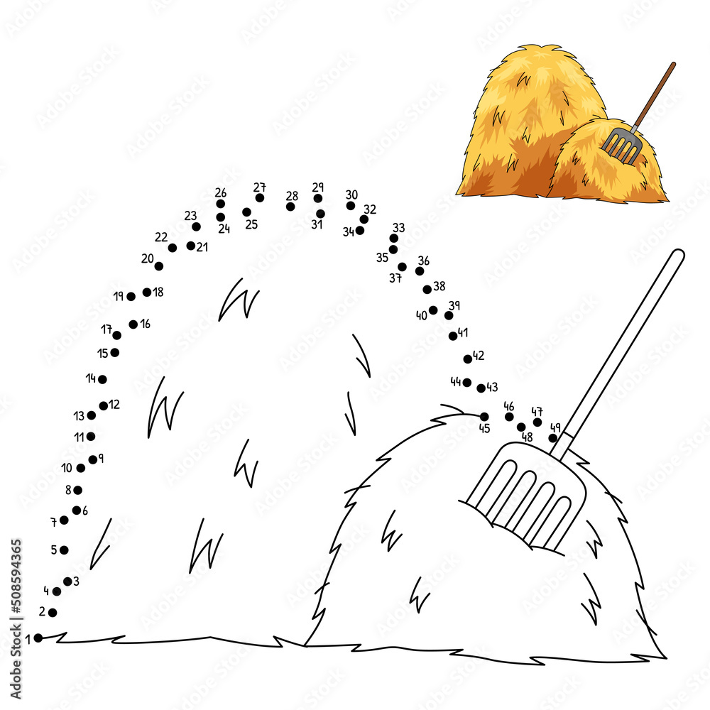 Dot to Dot Haystack Coloring Page for Kids Stock Vector | Adobe Stock