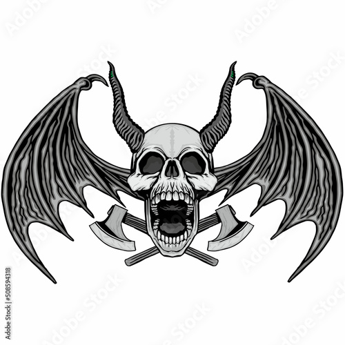 Gothic sign with skull and flowers, grunge vintage design t shirts

