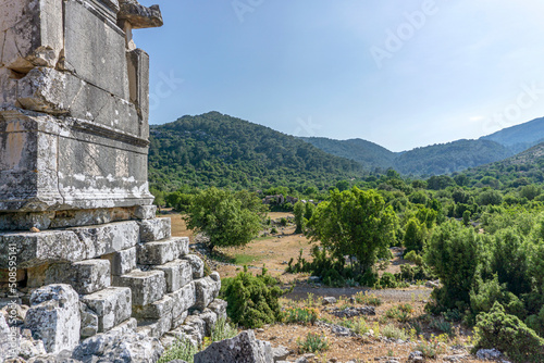 Amazing views from Sidyma which was a town of ancient Lycia, at what is now the small village of Dudurga in Muğla,Turkey. It lies on the hiking way of Lycian way (Likya yolu).  photo