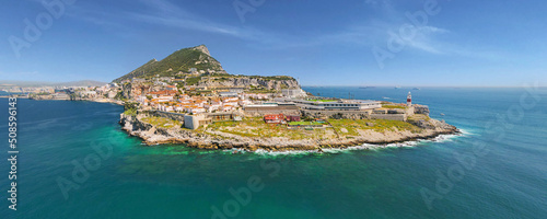 Fototapeta Naklejka Na Ścianę i Meble -  Spectacular view of Gibraltar peninsula surrounded by the Mediterranean sea