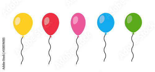 Ballon icon set. Wedding celebration or birthday party decor. Vector line icon for Business and Advertising