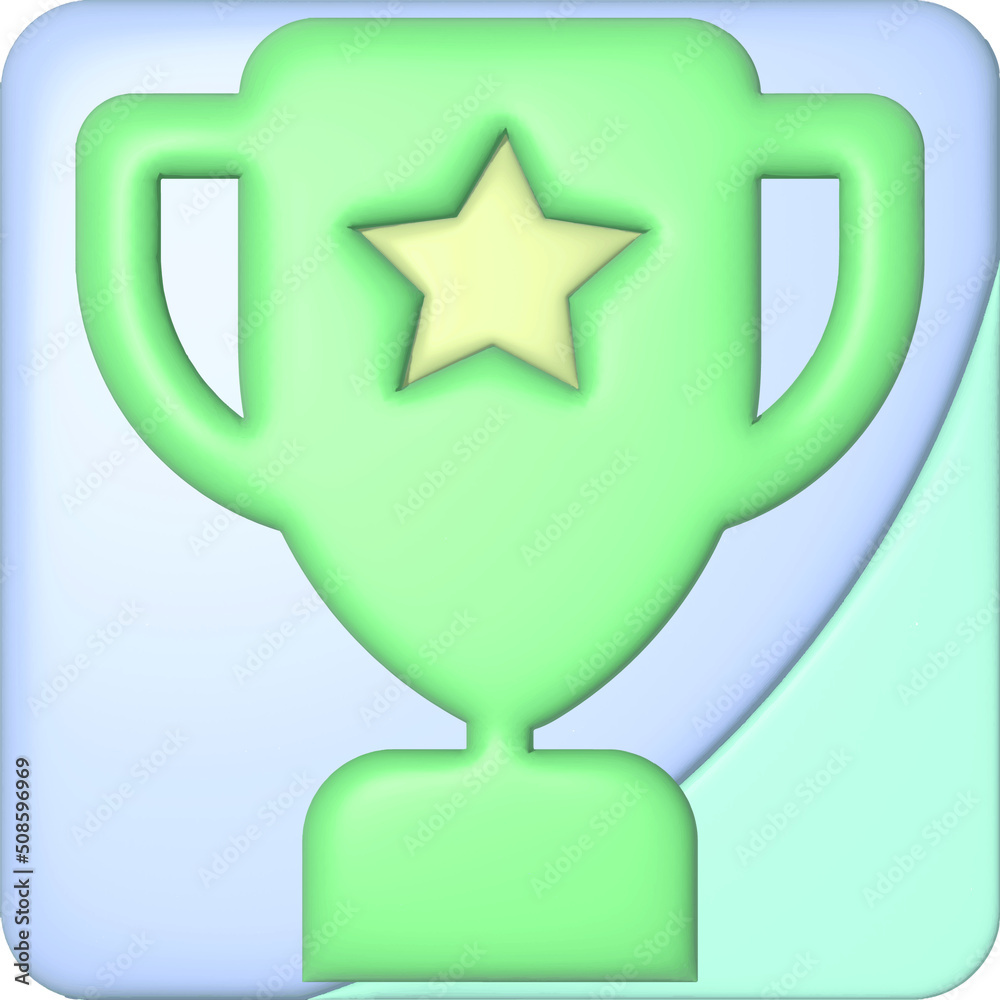 3d Trophy cup icon.3d render illustration. 3d realistic render vector icon Business objects