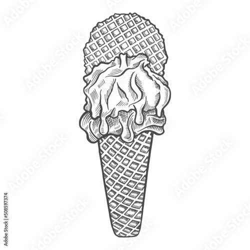 gelato ice cream italy or italian cuisine traditional food isolated doodle hand drawn sketch with outline style