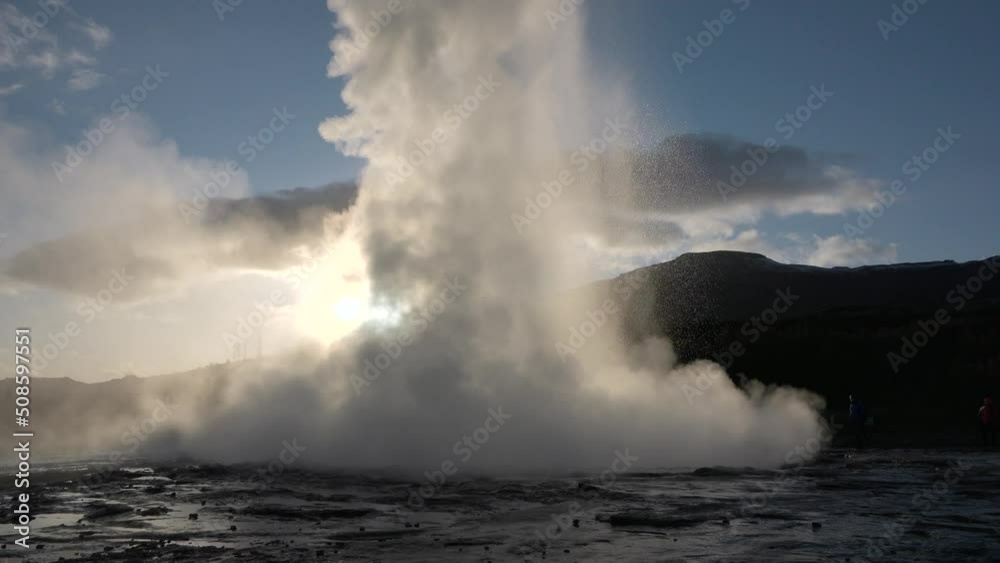 Iceland. Erupting geyser Strokkur. Strokkur is part of geothermal area. Iceland. Erupting geyser Strokkur. Strokkur is part of geothermal area.