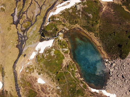 Aerial view of an alpine lake