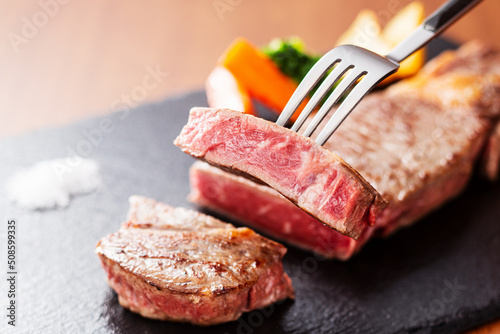 Tableau sur toile ステーキ　焼肉　鉄板焼き　クローズアップ　焼き肉