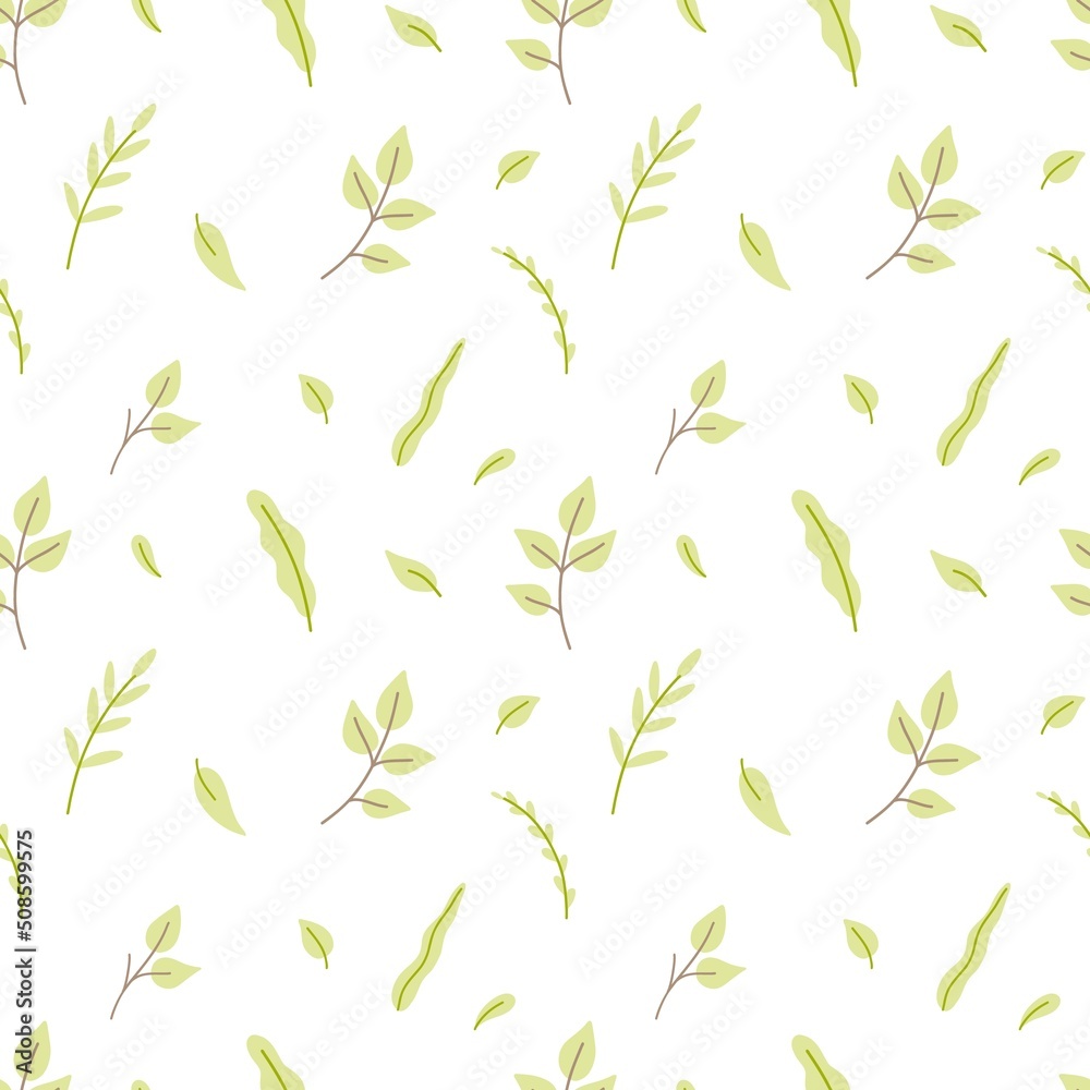 Seamless pattern with branches and leaves. Flat stile pattern for textile, wallpaper, wrapping, packaging paper. Seamless pattern with branches and leaves. Flat stile pattern for textile, wallpaper, wrapping, packaging paper.