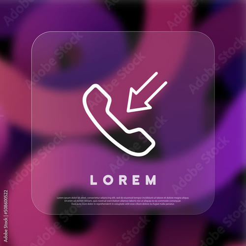 Incoming call icon. Phone icon. Glassmorphism style. Vector line icon for Business and Advertising