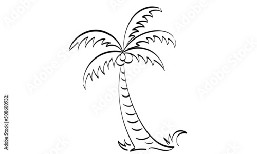 Black vector single palm tree design. Line Art Drawing for print or use as poster, card, flyer or T Shirt