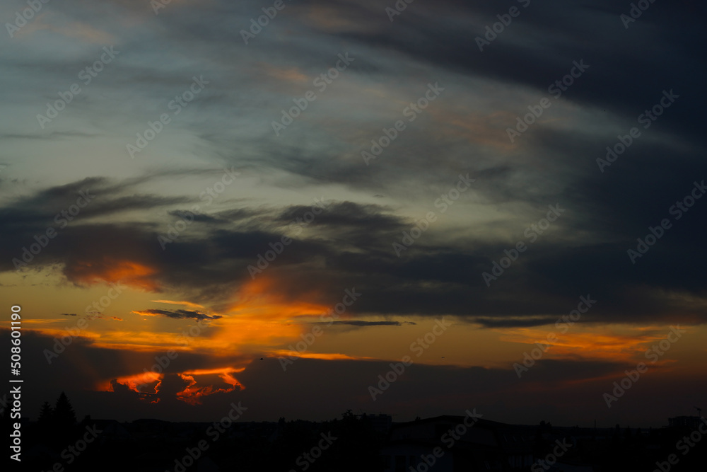 gorgeous sunset with clouds. landscape.