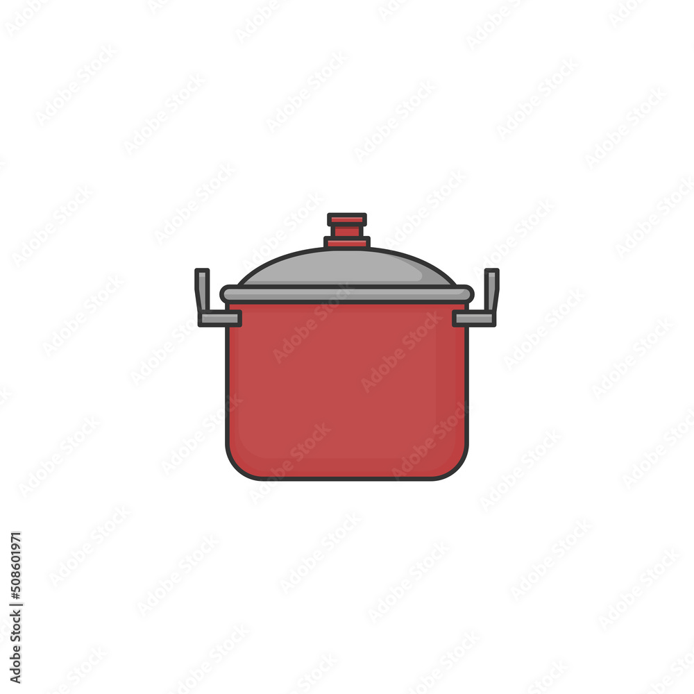 Cartoon Steel cooking pot icon on white background Cartoon Steel cooking pot icon on white background