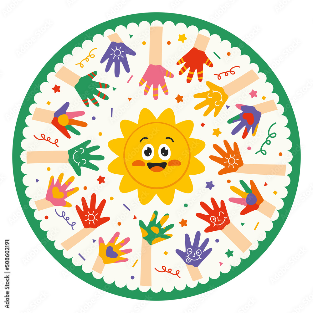Fototapeta premium Painted Hands Of Little Children