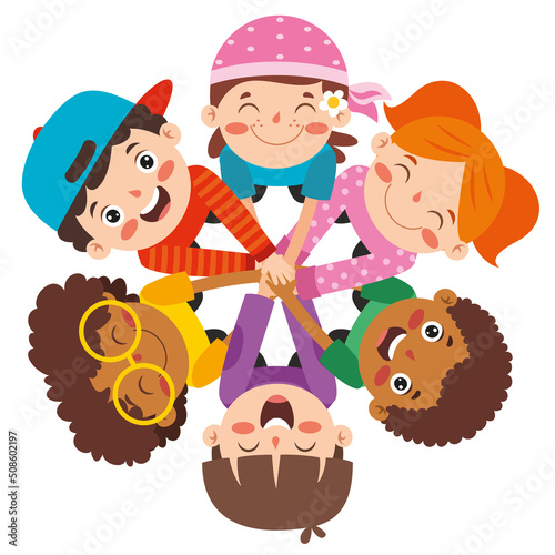 Group Of Children Putting Hands Together
