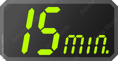 Simple 15 minutes digital timer clock icon 