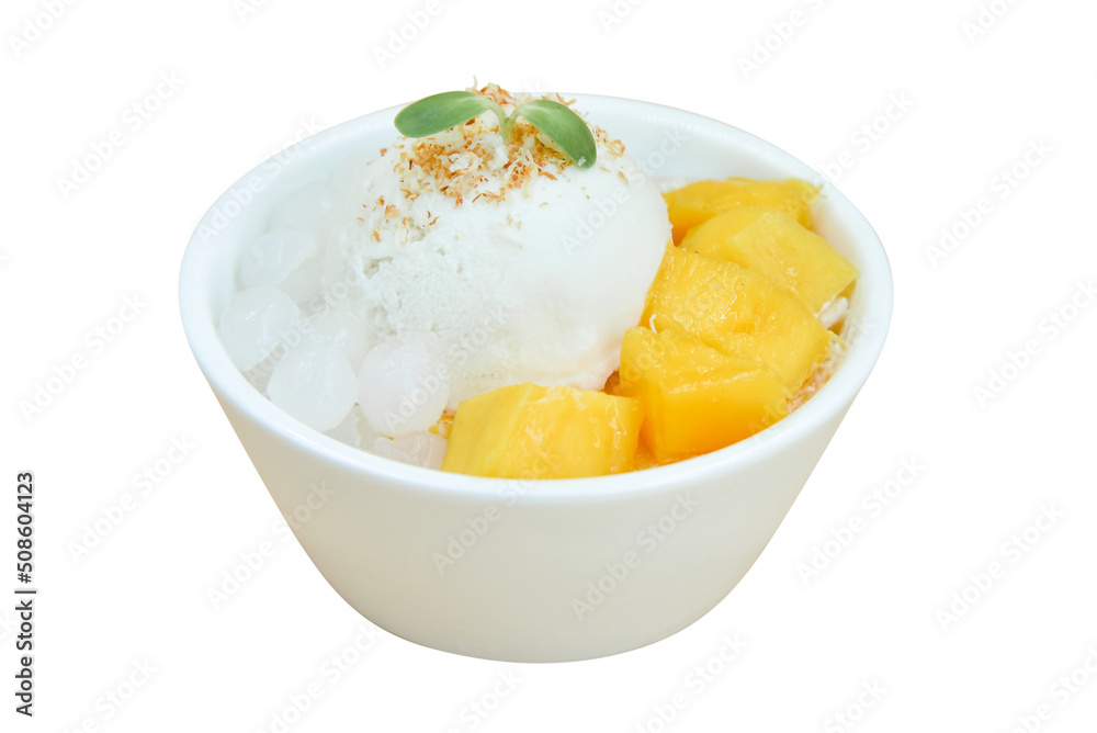 Mango ice cream Thai style dessert. no background Mango ice cream Thai style dessert. no background