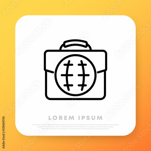 Global business icon. Deal agreement, business strategy. Vector line icon for Business and Advertising