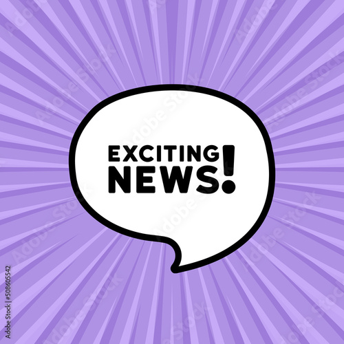 Speech bubble with Exciting news text. Business concept. Boom retro comic style. Pop art style. Vector line icon for Business and Advertising