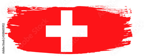  Flag of Switzerland. National symbol of Switzerland. Brush stroke.