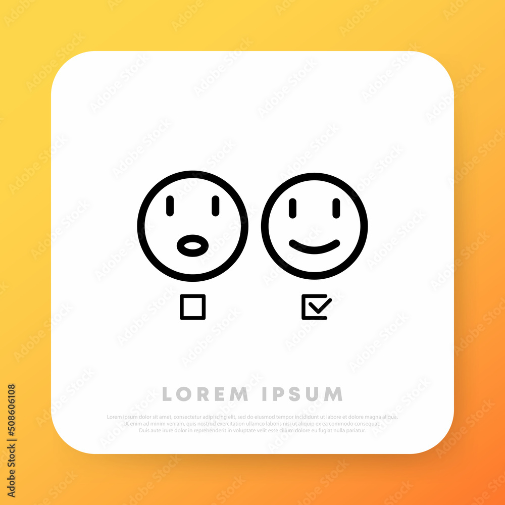 Emoticon feedback icon. Customer satisfaction. Vector line icon for Business and Advertising Emoticon feedback icon. Customer satisfaction. Vector line icon for Business and Advertising