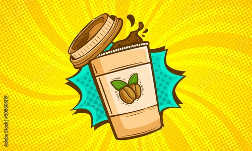 Coffee cup cartoon comic vector illustration