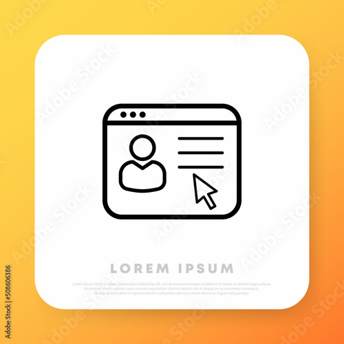 Pesonal data icon. Medicine card, medical insurance policy, driver license. Medical or business concept. Vector line icon for Business and Advertising photo