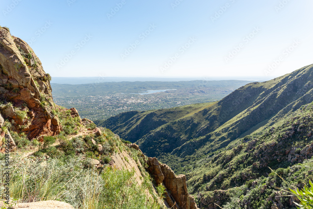 Scenic View of a Town from a Mountain Against a Clear Sky