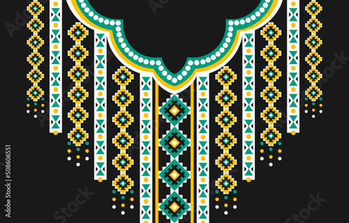 Geometric ethnic oriental pattern traditional. Tribal necklace embroidery. Design for background, wallpaper, clothing, fabric, and textile.