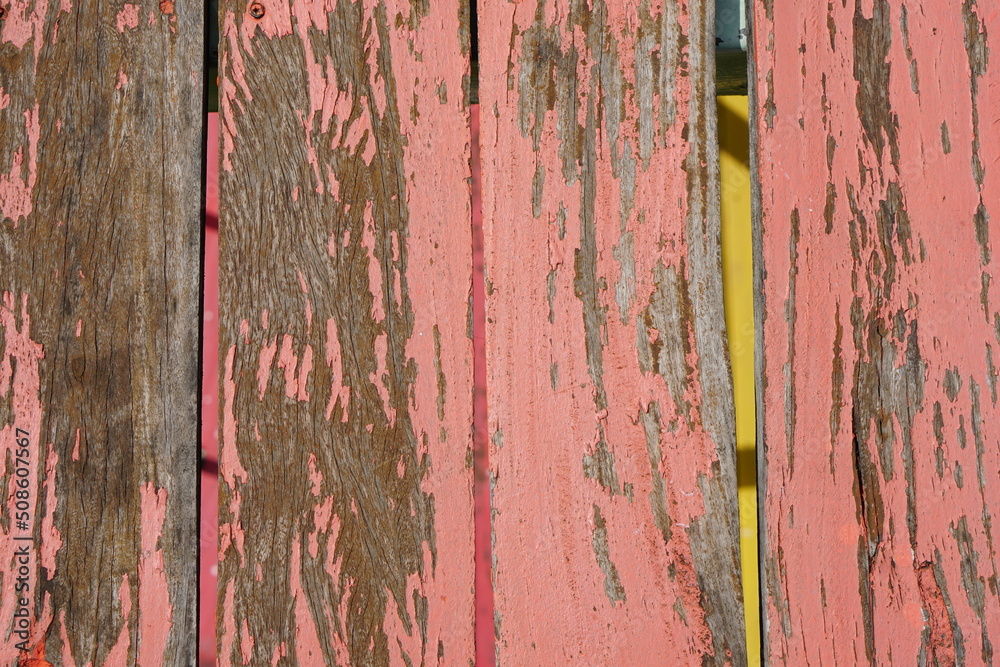 Old wooden background has peeling paint. Old wooden background has peeling paint.
