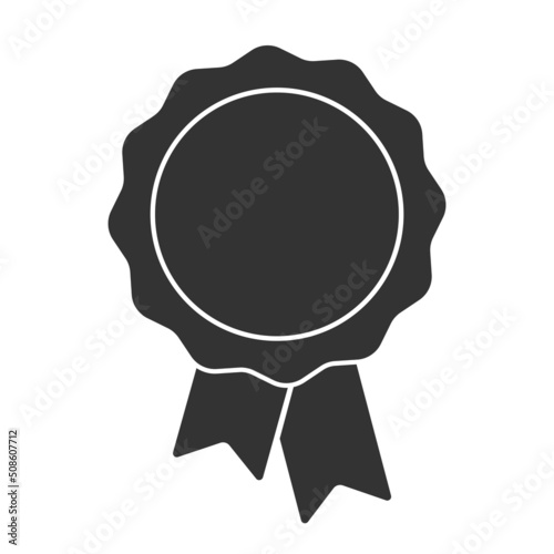 simple black certificate seal with ribbon symbol, vector illustration