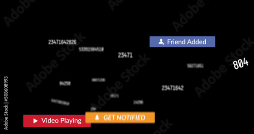 Wallpaper Mural Image of social media icons, numbers and text on black background Torontodigital.ca