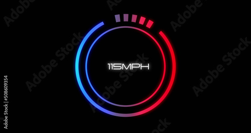 Image of car speedometer on black background