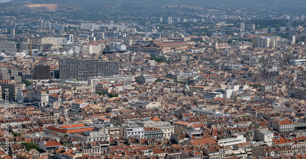 View over the city of Marseille from a hill