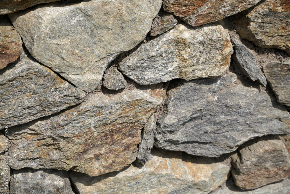 Natural stone wall in a garden