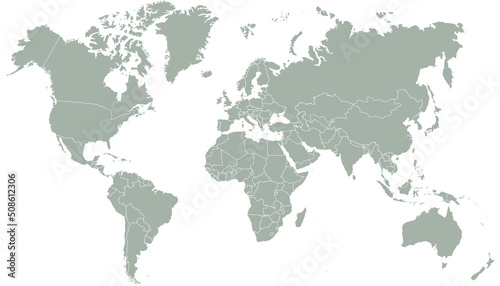 Fototapeta Naklejka Na Ścianę i Meble -  World map. Color vector modern. Silhouette map.	
